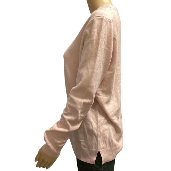 Tory Burch 100% Cashmere Crewneck Long Sleeve Sweater size M peach/light pink - Picture 3 of 9
